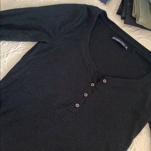 Abercrombie & Fitch Black Ribbed Henley